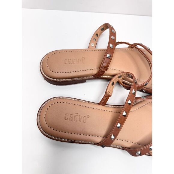 Crevo Sandals Womens Size 7 Tan Leather Open Toe Spike Details - Picture 5 of 7